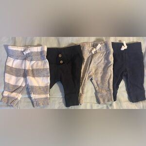 Carter's Newborn Pants Set - Gray, White, Black, and Blue